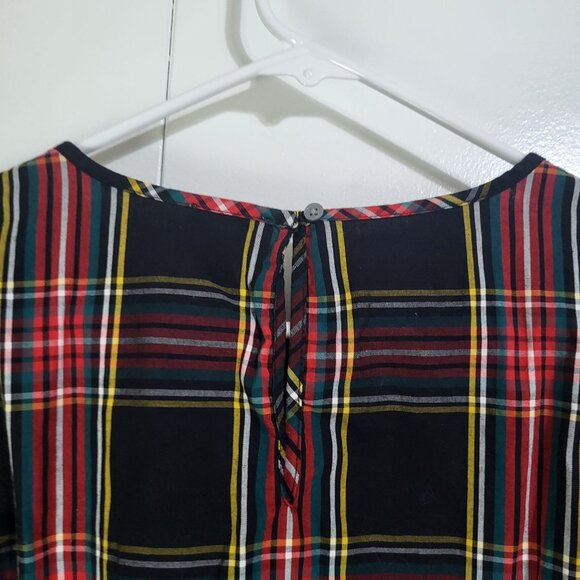 J. Crew Womens XS Tartan Puff-Sleeve Blouse Top Stretch Poplin Plaid - Picture 7 of 10